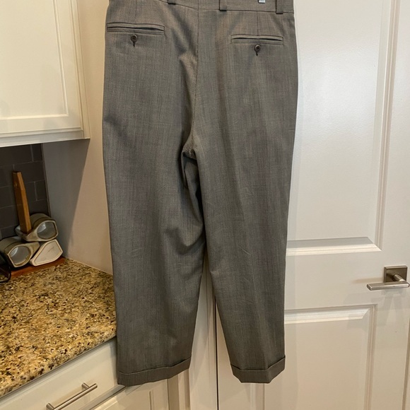 ZANELLA Men’s Wool Dress Pants light grey pleated Stefano. Waist 36” 28” Inseam - Picture 6 of 13